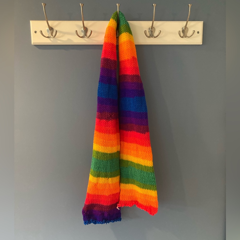 Handmade Knit Rainbow Scarf